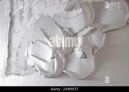 Abstract gray background with plaster stucco on concrete wall to smooth surface. Stock Photo