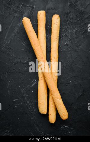 Salt snacks for beer. Top view. Free space for your text. Rustic style. Stock Photo