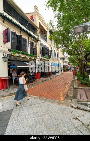 Singapore. January 2020. a view of the Boat quay riverside Stock Photo