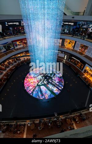 Singapore. January 2020.    The light attractions in  Tte Shoppes at Marina Bay Sands building Stock Photo