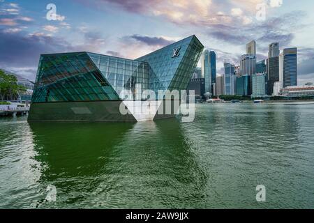 Singapore. January 2020.    The view of the Louis Vuitton store in Marina bay promenade Stock Photo