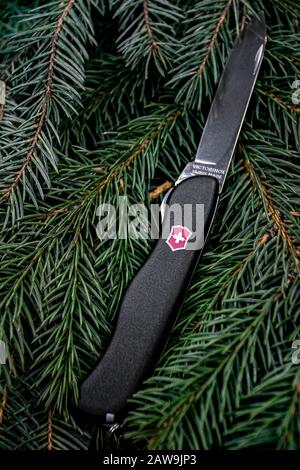 Ibach Switzerland 02.02.2020 Black Victorinox Swiss Army knife multitool opened Stock Photo Alamy