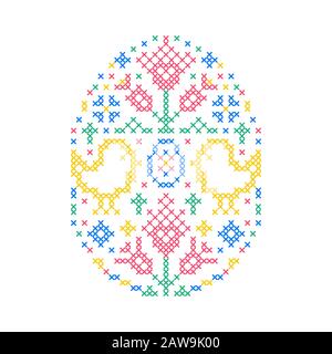 Embroidered Easter egg Stock Vector