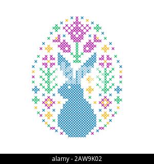 Embroidered Easter egg Stock Vector