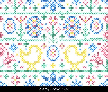 Cross stitch embroidery pattern Stock Vector