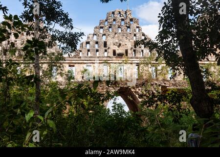 The dovecote at Uxmal, Yucatan, Mexico Stock Photo