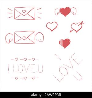 St Valentines handmade greeting cards kit. scalable and editable vector illustration. scalable vector illustration. Stock Vector