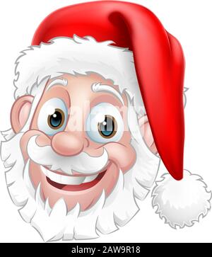 Santa Claus Face Christmas Cartoon Character Stock Vector