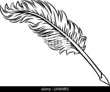 Quill Feather Ink Pen Icon Illustration Stock Vector