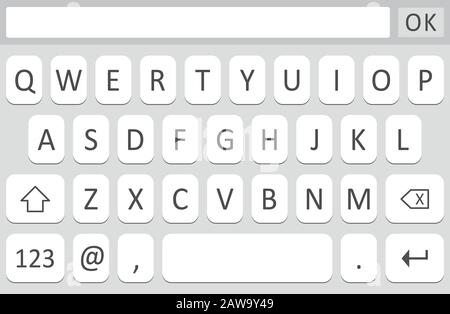 Mobile phone keyboard vector template, smatrphone keypad interface Stock Vector
