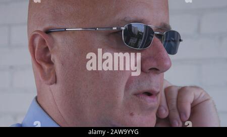 Security Agent Portrait Using Special Communication Technology Stock Photo