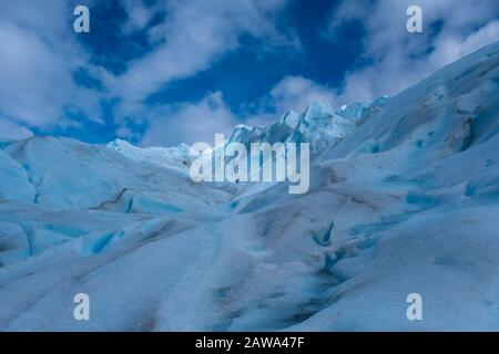 Perito Moreno Glacier, Los Glaciares National Park , Santa Cruz Province, Argentina. One of the most important tourist attractions in Argentinian Pata Stock Photo