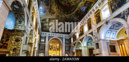 View of the exquisite Baroque interior of the Jesuit Church of Saint Roch, built in the 16th century, in Bairro Alto, Lisbon, Portugal Stock Photo