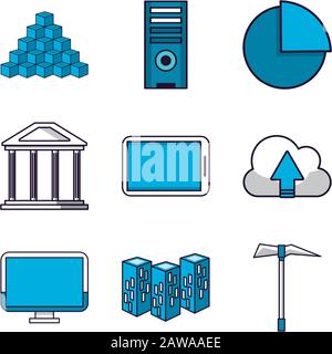 bundle of crypto currency set icons Stock Vector