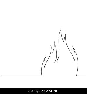 Continuous line drawing of fire. One line drawing background. Vector ...