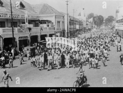 Anti-Republican demonstration Medan (reproductions)  Medan, Medan drew on September 4 by a two-kilometer procession. More than twelve thousand Chinese victims of Republican violence demonstrated for the Dutch and Chinese authorities. A petition was presented to maintain forces in the liberated area to protect the thousands of Chinese Date: September 4, 1947 Location: Indonesia, Medan, Dutch East Indies, Sumatra Stock Photo