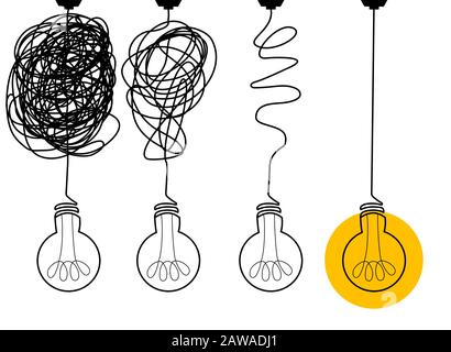 Illustration of a light bulb glowing Stock Vector