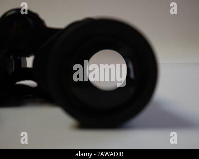 Close-up binoculars on a white background.  Stock Photo
