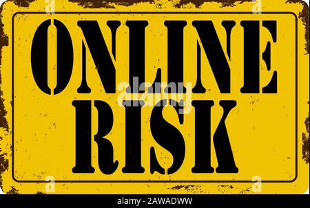 Online Risk warning sign illustration on a white background Stock Vector