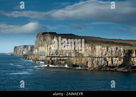 Dun Aengus fort on the cliffs of Inishmore island, largest of the Aran islands on the Wild Atlantic Way in Galway Ireland Stock Photo