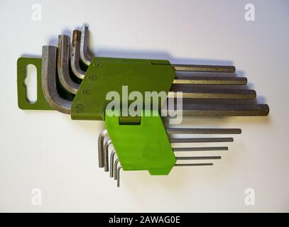 Hexagonal key on a white background.  Stock Photo