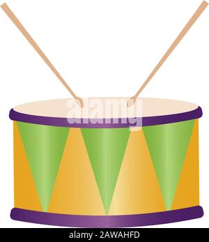 Isolated drum and drumsticks Stock Vector