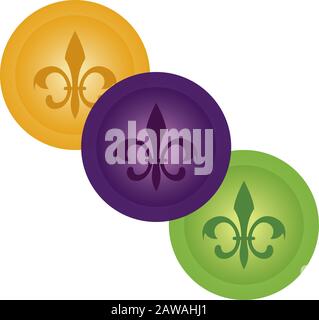 Set of fleur de lis stamps Stock Vector