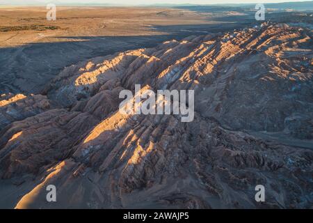 environment geysers of 'El Tatio' at sunrise from aerial view Stock Photo