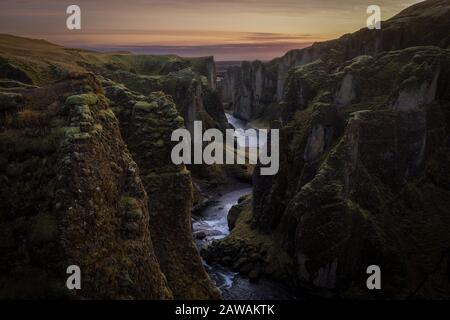 Fjadrargljufur canyon, a great gorge in Iceland Stock Photo