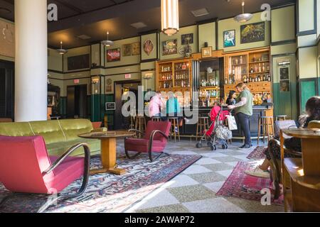 Lobby and Bar of the Ace Hotel, a Boutique Hotel in the Central Business District of New Orleans Stock Photo