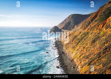 Big Sur, California Coast. Scenic view of cliffs and ocean, California State Route 1, Monterey County Stock Photo