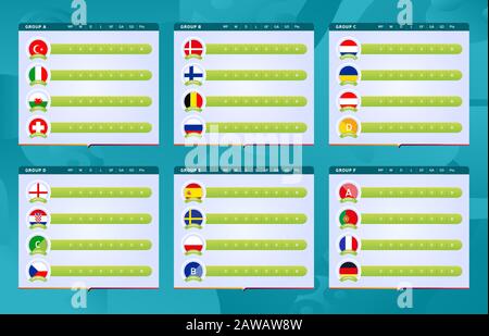 Illustration of EURO 2020 Group Stage. Scoring Table for Play, Win, Draw,  Lost, Points Stock Vector - Illustration of republic, country: 202068739
