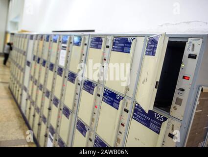 Berlin, Germany. 04th Feb, 2020. Lockers for travellers' luggage can be seen at Alexanderplatz station. Credit: Gregor Fischer/dpa/Alamy Live News