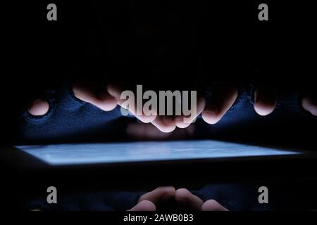 hacker hand hack the system and stealing data  Stock Photo