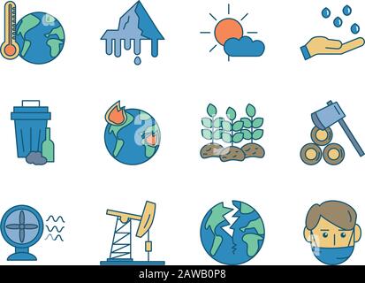 bundle of environment set icons Stock Vector