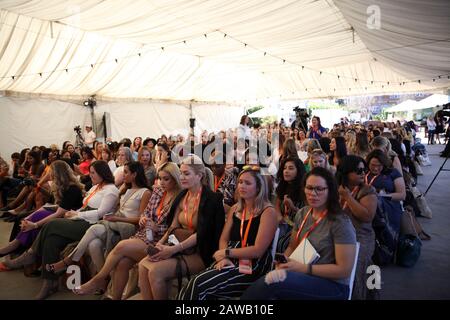 Attendees at #BlogHer20 Health at Rolling Greens on February 1, 2020 in Los Angeles, California. Stock Photo