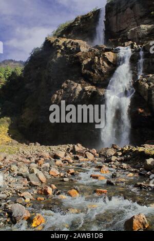 beautiful view of jang falls or nuranang falls near tawang hill station in arunachal pradesh in india Stock Photo