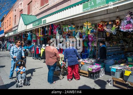 Shoppers at stores on South El Paso Street in El Paso, Texas, USA Stock Photo