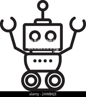 robot mascot machine technology character artificial vector illustration linear design Stock Vector
