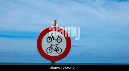 Dutch road sign: no access for bicycles an mopeds Stock Photo