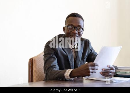 Black skinned confident business person working entrepeneur has success at work Stock Photo