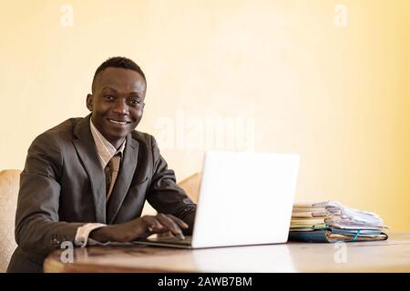 African ethnicity brave person studying manager at work Stock Photo