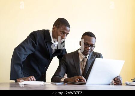 Photograph of workers celebrating success very busy in a conference room Stock Photo