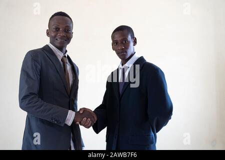 Black Businessmen together and thinking feeling confident Stock Photo
