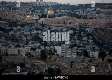 Variety of beautiful  landscapes of Jerusalem in Israel like western wall, Jerusalem, old city, city of David, good for travel Stock Photo