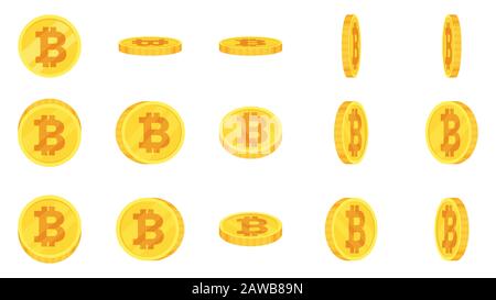 Sprite sheet of gold bitcoin Stock Vector