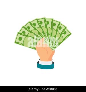 Hand with a fan of money Stock Vector