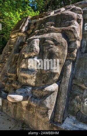 Indian face carving at the archaeological ruins of El Fuerte of ...