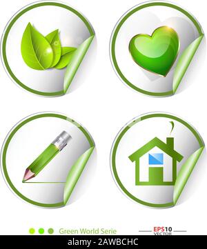Creative vector illustration of green, eco, bio label, sticker set Stock Vector