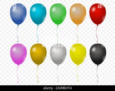Realistic air 3d balloons isolated on transparent background. Illustration for design, web, infografrica, print. Eps 10 version Stock Vector